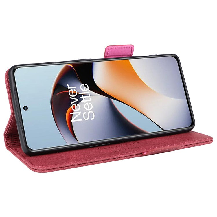 For OnePlus Ace 2 5G / 11R 5G Anti-scratch Magnetic PU Leather Anti-drop Case Hardware Decor Wallet Stand Shell - Rose