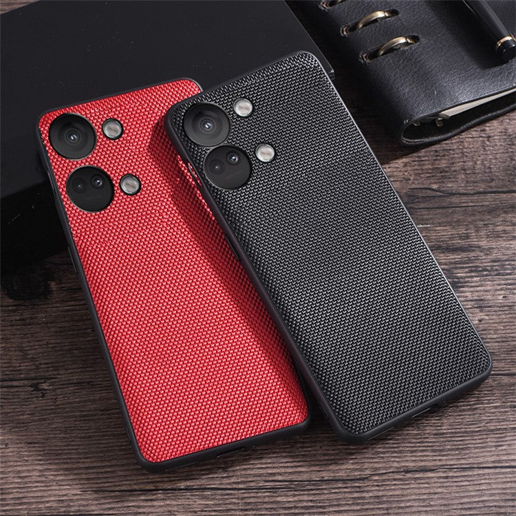 For OnePlus Nord 3 5G / Ace 2V Cell Phone Back Cover Nylon Coated Soft TPU Phone Case - Black