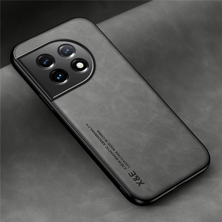 X&E Skin-Touch Phone Case for OnePlus 11 5G Protective Cover PU Leather TPU PC Cover Slim Case - Light Grey