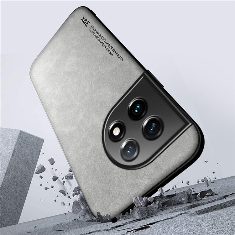 X&E Skin-Touch Phone Case for OnePlus 11 5G Protective Cover PU Leather TPU PC Cover Slim Case - Light Grey