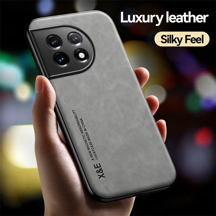 X&E Skin-Touch Phone Case for OnePlus 11 5G Protective Cover PU Leather TPU PC Cover Slim Case - Green