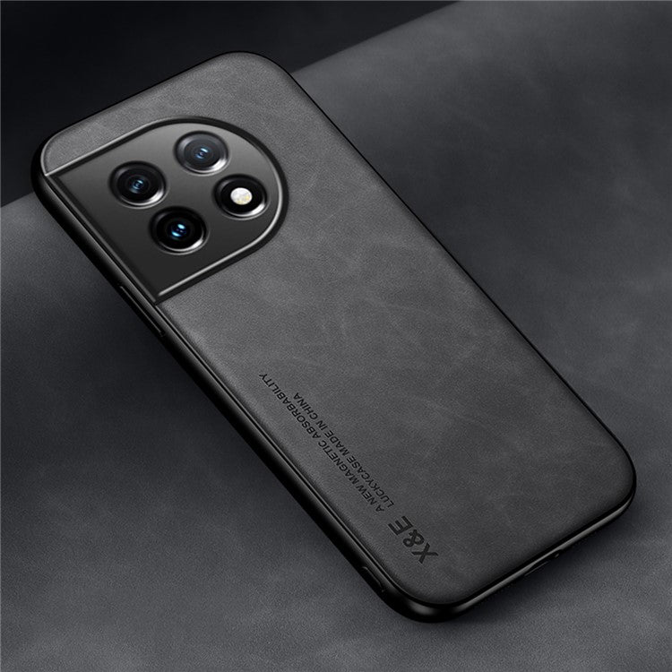 X&E Skin-Touch Phone Case for OnePlus 11 5G Protective Cover PU Leather TPU PC Cover Slim Case - Dark Grey