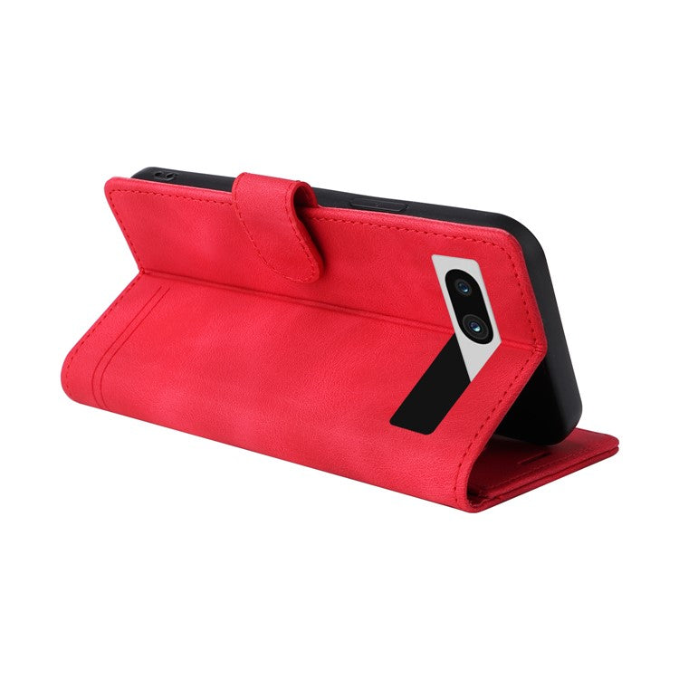 007 Series Wallet Leather Case for Google Pixel 7a , Skin-touch Feeling Flip Folio Stand Phone Cover - Red
