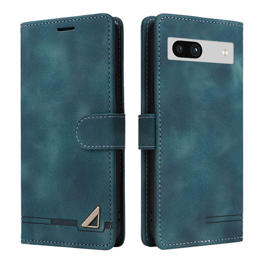 007 Series Wallet Leather Case for Google Pixel 7a , Skin-touch Feeling Flip Folio Stand Phone Cover - Green