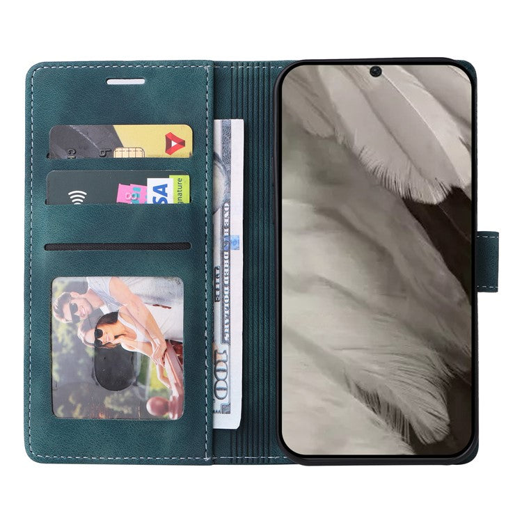 007 Series Wallet Leather Case for Google Pixel 7a , Skin-touch Feeling Flip Folio Stand Phone Cover - Green