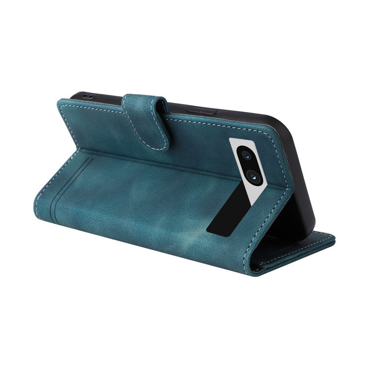 007 Series Wallet Leather Case for Google Pixel 7a , Skin-touch Feeling Flip Folio Stand Phone Cover - Green
