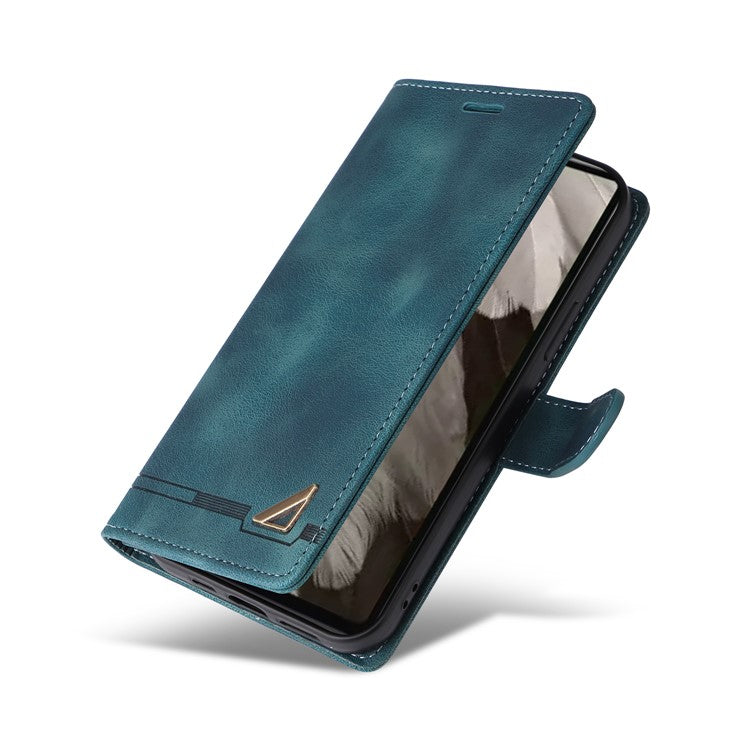 007 Series Wallet Leather Case for Google Pixel 7a , Skin-touch Feeling Flip Folio Stand Phone Cover - Green