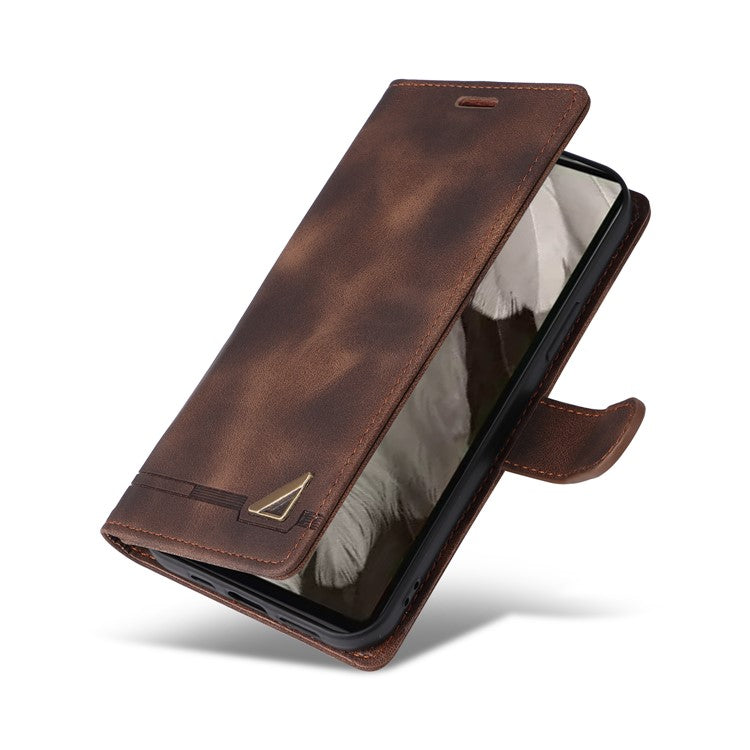 007 Series Wallet Leather Case for Google Pixel 7a , Skin-touch Feeling Flip Folio Stand Phone Cover - Brown