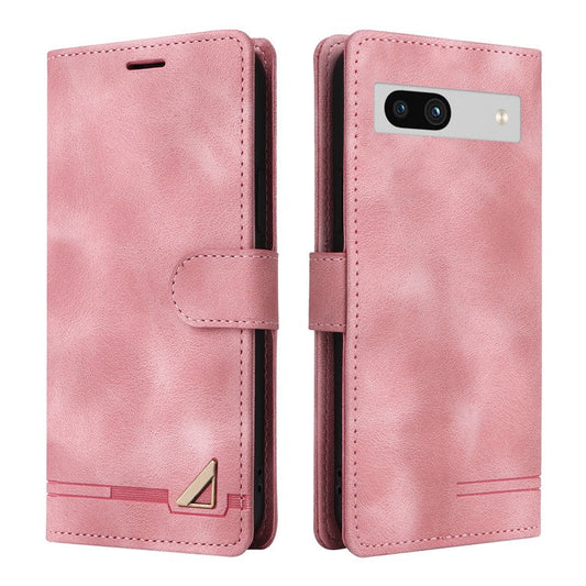 007 Series Wallet Leather Case for Google Pixel 7a , Skin-touch Feeling Flip Folio Stand Phone Cover - Pink