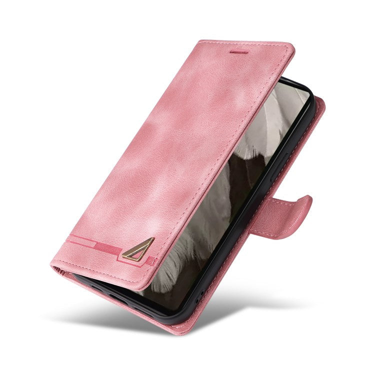 007 Series Wallet Leather Case for Google Pixel 7a , Skin-touch Feeling Flip Folio Stand Phone Cover - Pink