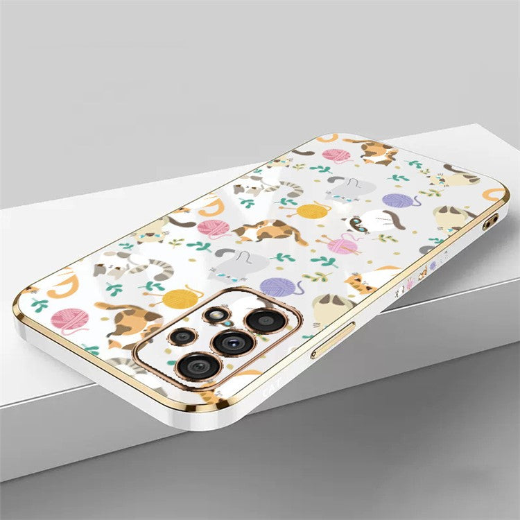 RZANTS For Samsung Galaxy A33 5G Electroplating Phone TPU Case Yarn Ball Cat Pattern Cell Phone Cover - White