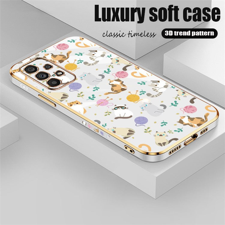 RZANTS For Samsung Galaxy A33 5G Electroplating Phone TPU Case Yarn Ball Cat Pattern Cell Phone Cover - White