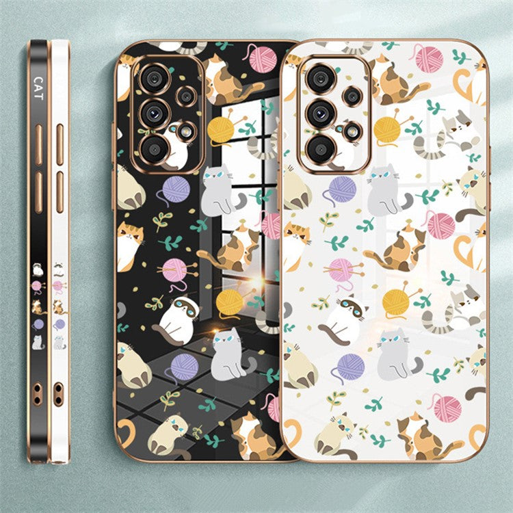 RZANTS For Samsung Galaxy A33 5G Electroplating Phone TPU Case Yarn Ball Cat Pattern Cell Phone Cover - White