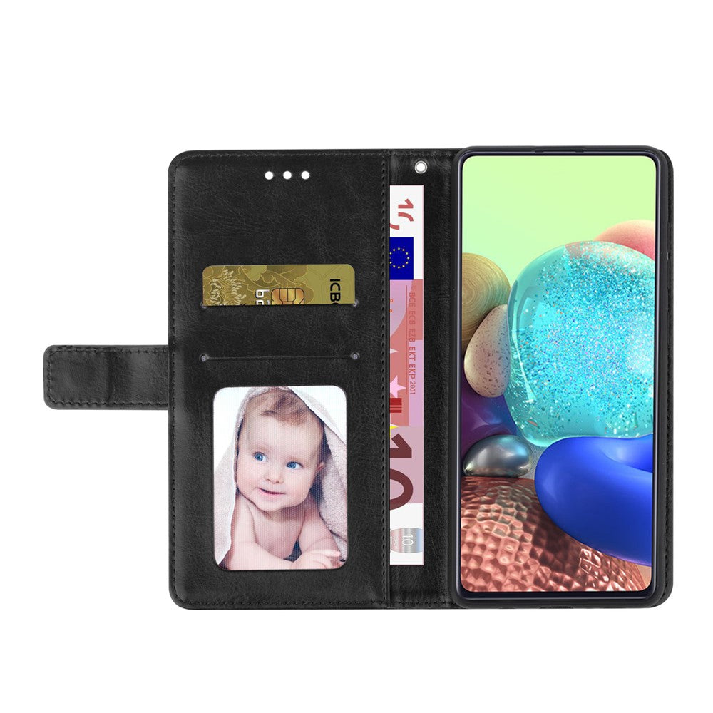 For Samsung Galaxy M14 5G HT01 Wallet Phone Case PU Leather Y-shaped Line Imprinted  Stand Cover - Black