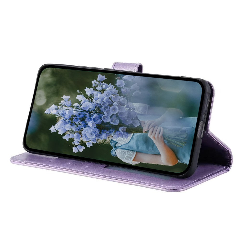 For Samsung Galaxy M14 5G Wallet Stand Flip Cover Mandala Flower Pattern Leather Phone Case - Purple