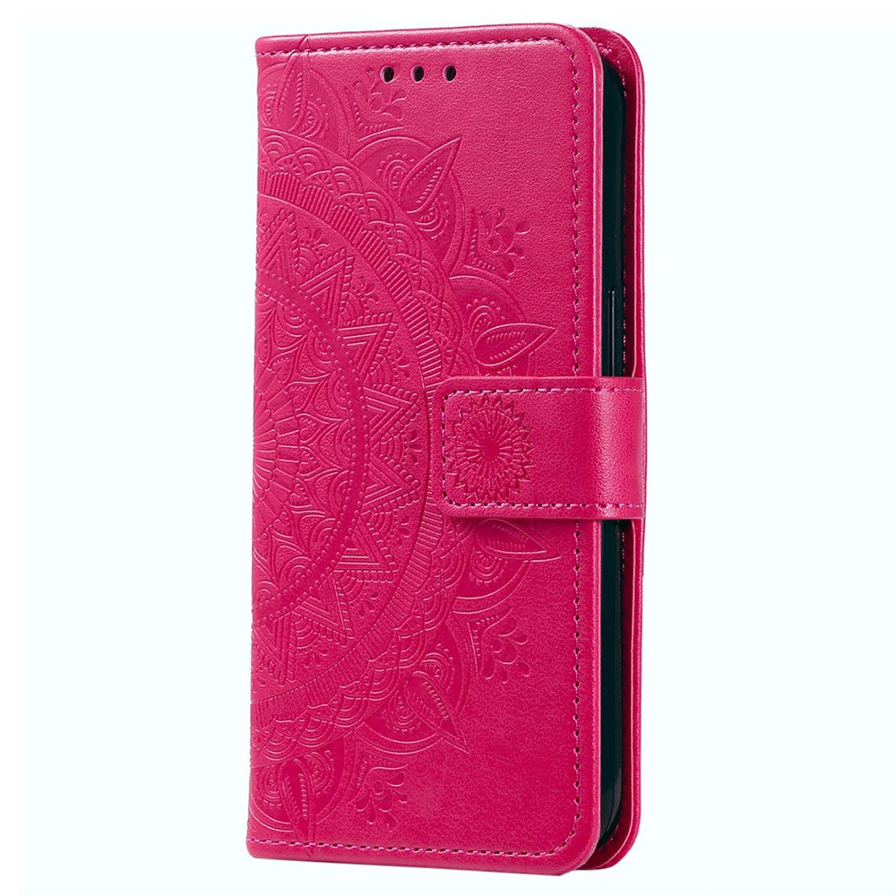For Samsung Galaxy M14 5G Wallet Stand Flip Cover Mandala Flower Pattern Leather Phone Case - Rose