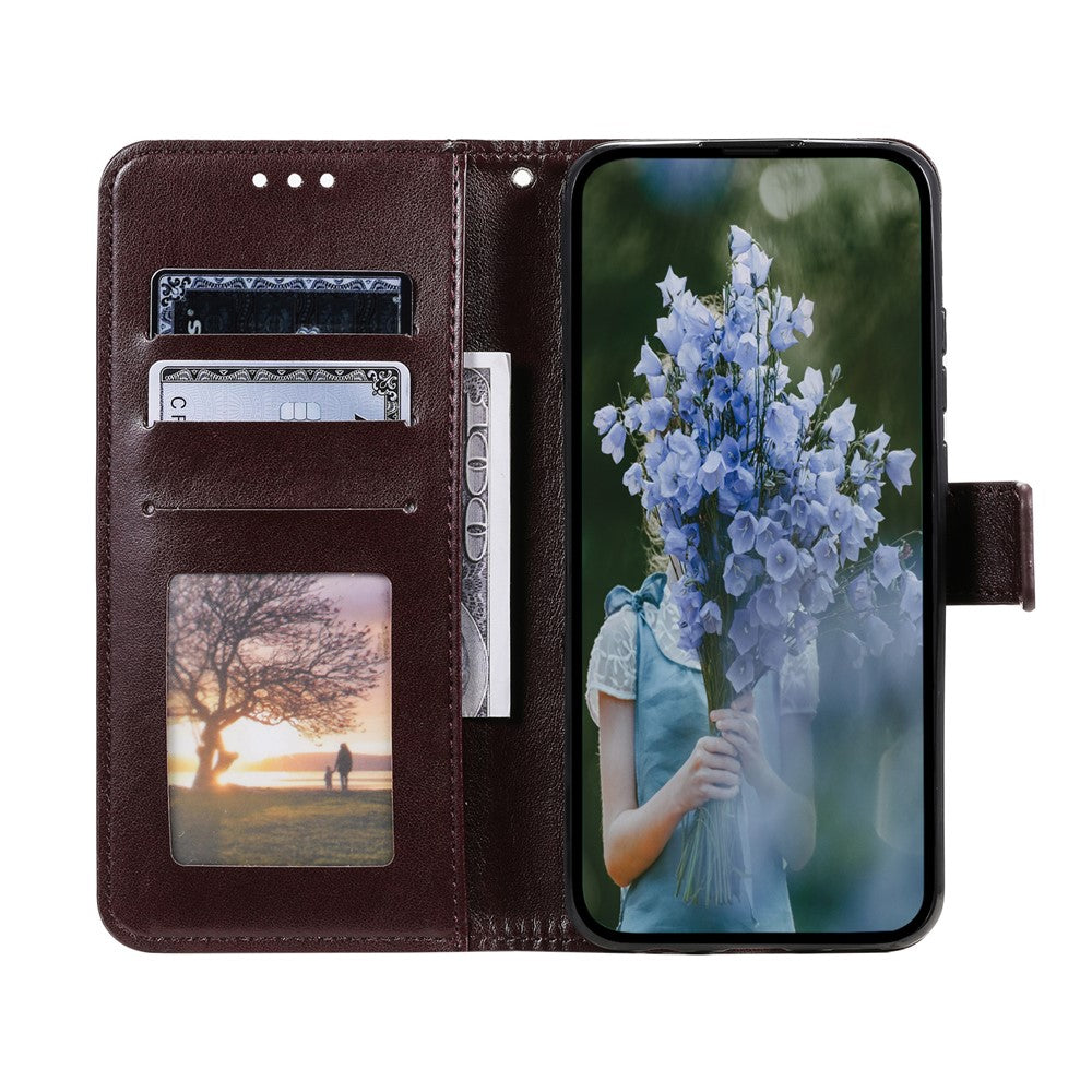 For Samsung Galaxy M14 5G Wallet Stand Flip Cover Mandala Flower Pattern Leather Phone Case - Brown