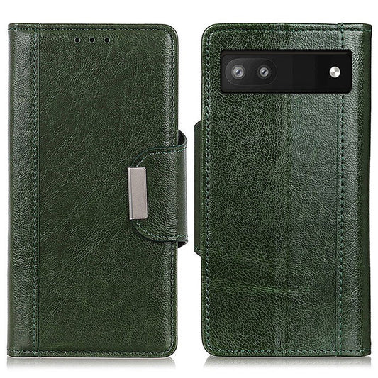 Shockproof Phone Case for Google Pixel 7a PU Leather Folio Flip Cover Wallet Stand Phone Protector - Green