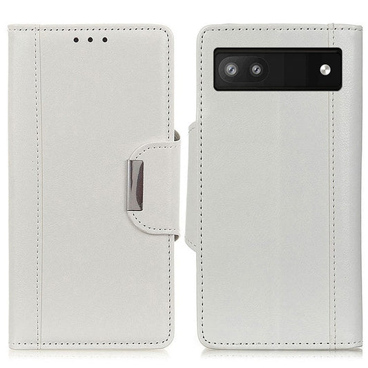 Shockproof Phone Case for Google Pixel 7a PU Leather Folio Flip Cover Wallet Stand Phone Protector - White