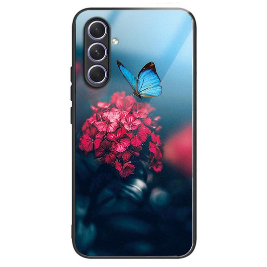 For Samsung Galaxy A14 5G / A14 4G Anti-scratch Tempered Glass+TPU Back Case Pattern Printing Phone Cover - Style D