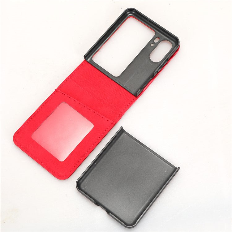 Skin-Touch Phone Case for Oppo Find N2 Flip 5G Separable Design Leather Coated PC Cover with Wallet - Red