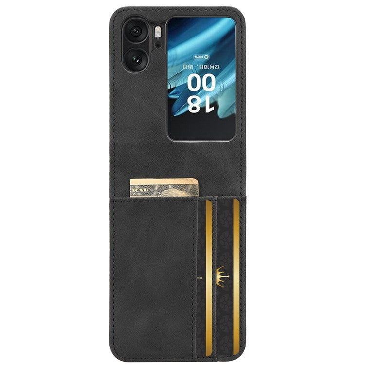 Skin-Touch Phone Case for Oppo Find N2 Flip 5G Separable Design Leather Coated PC Cover with Wallet - Black