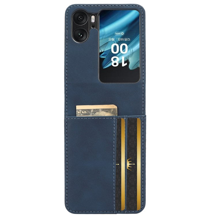 Skin-Touch Phone Case for Oppo Find N2 Flip 5G Separable Design Leather Coated PC Cover with Wallet - Blue