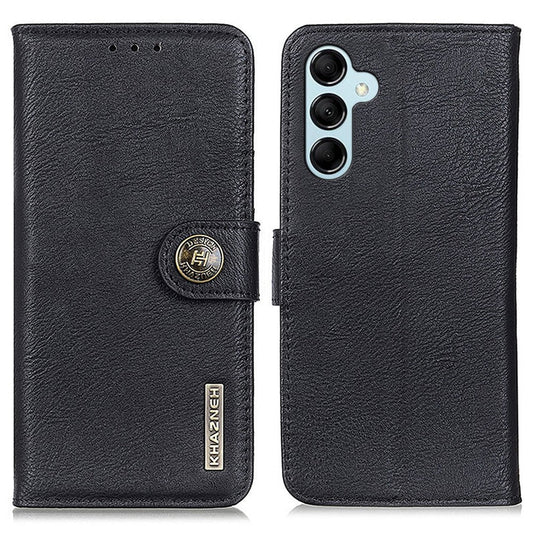KHAZNEH For Samsung Galaxy M14 5G Phone Wallet Cover Cowhide Texture Stand Leather Case - Black