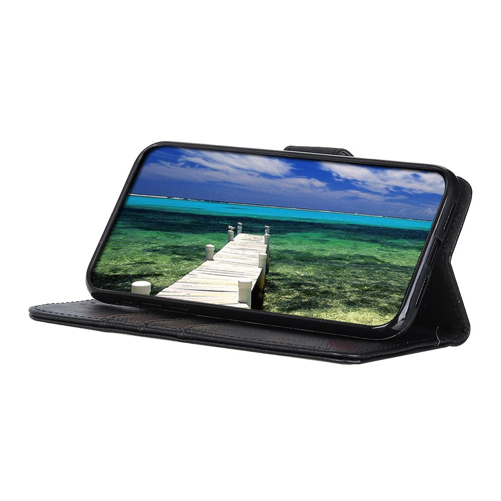 KHAZNEH For Samsung Galaxy M14 5G Phone Wallet Cover Cowhide Texture Stand Leather Case - Black