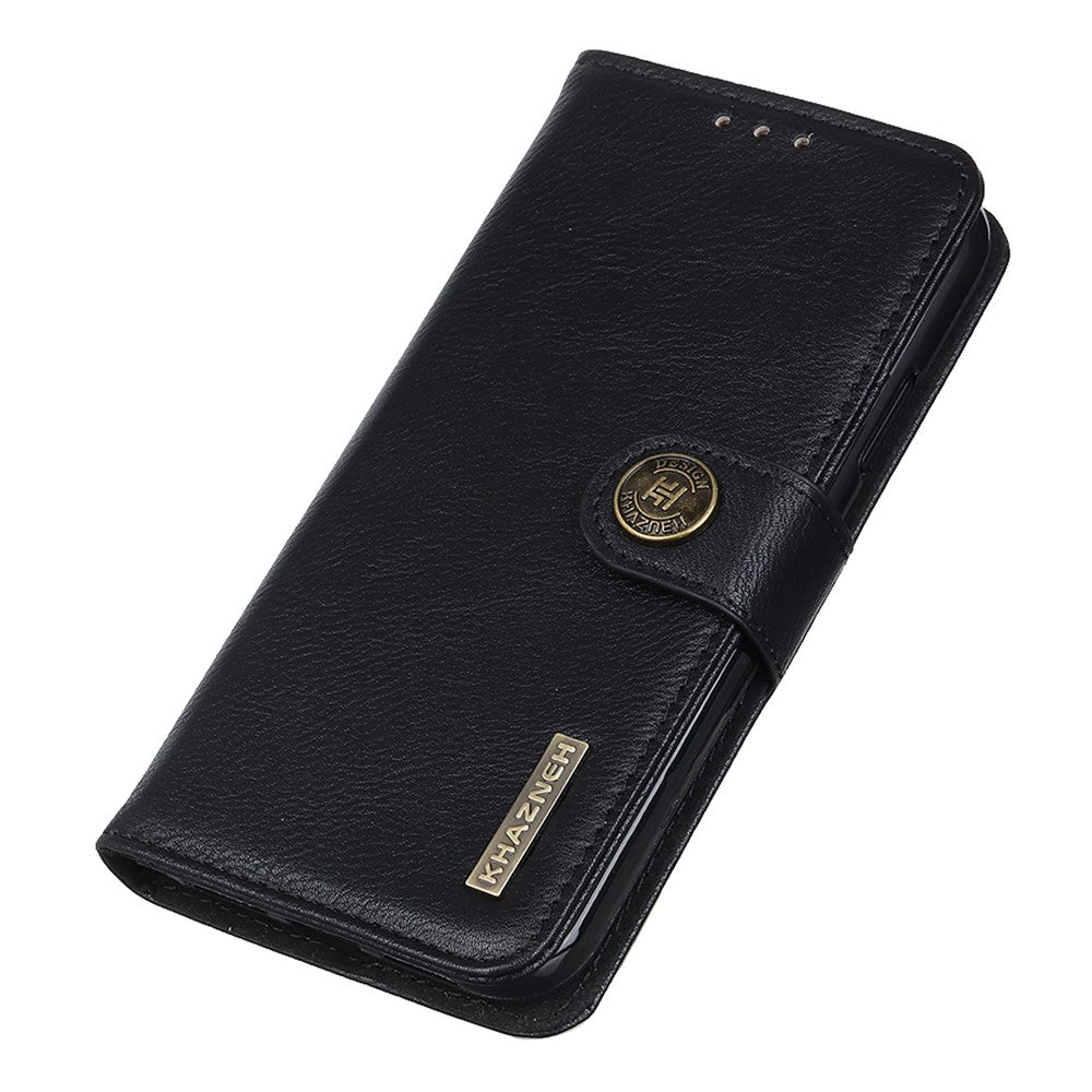 KHAZNEH For Samsung Galaxy M14 5G Phone Wallet Cover Cowhide Texture Stand Leather Case - Black