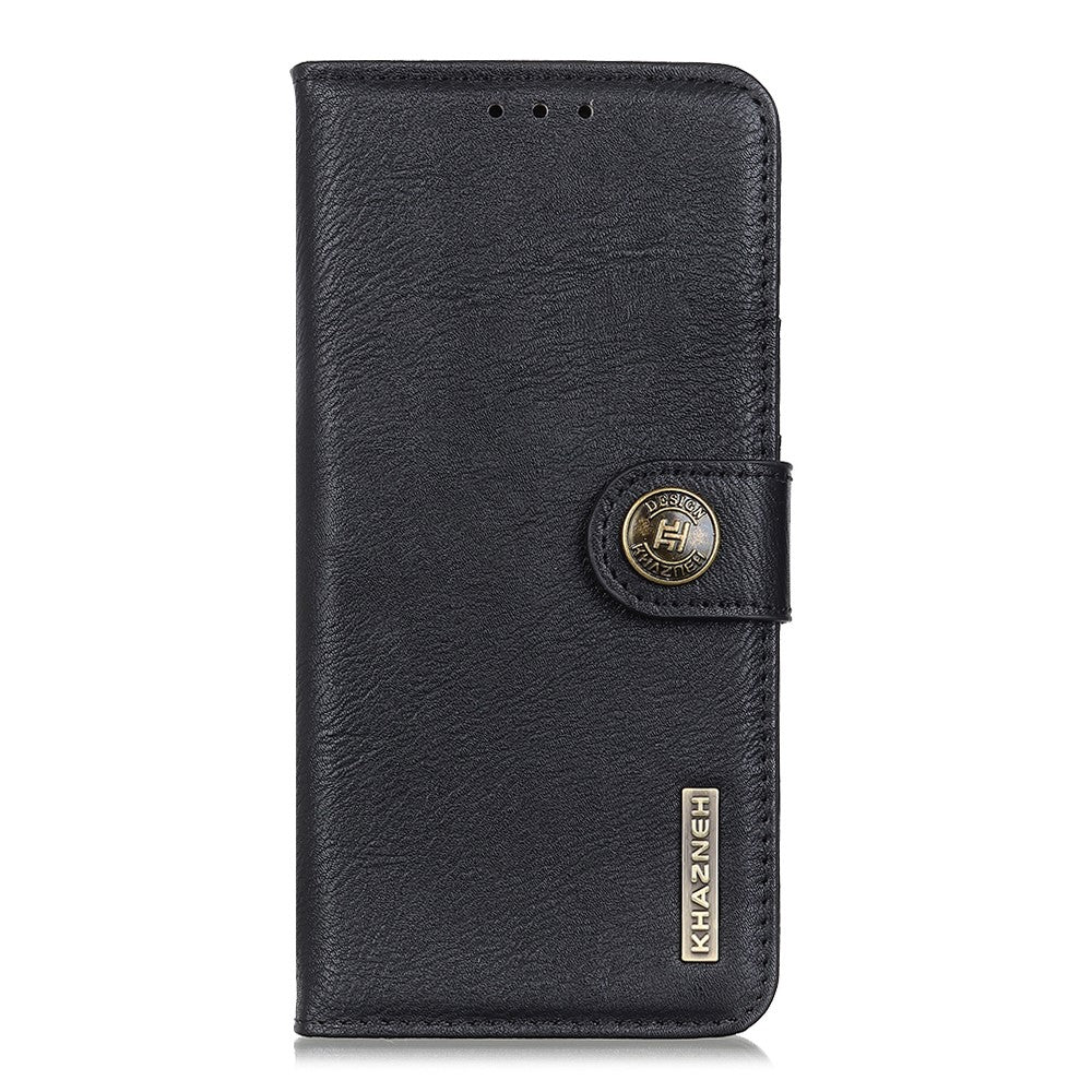 KHAZNEH For Samsung Galaxy M14 5G Phone Wallet Cover Cowhide Texture Stand Leather Case - Black