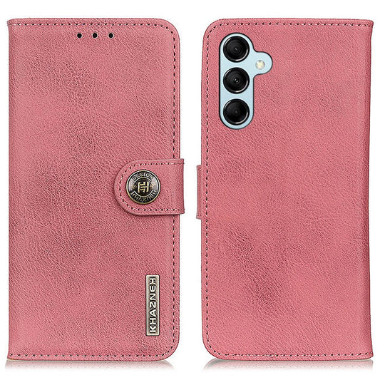 KHAZNEH For Samsung Galaxy M14 5G Phone Wallet Cover Cowhide Texture Stand Leather Case - Pink