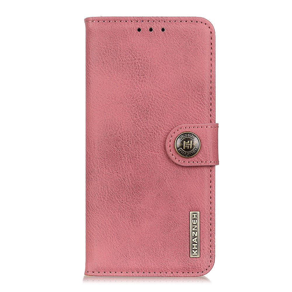KHAZNEH For Samsung Galaxy M14 5G Phone Wallet Cover Cowhide Texture Stand Leather Case - Pink