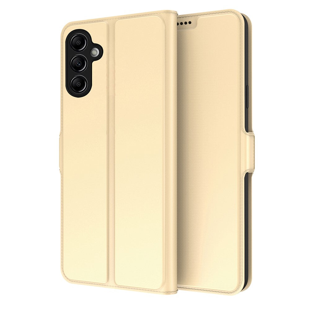 For Samsung Galaxy M14 5G Stand Leather Phone Case Card Holder Mobile Phone Cover - Gold