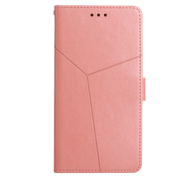 For Google Pixel 7a HT01 PU Leather Wallet Phone Case Y-shaped Line Imprinted  Stand Cover - Pink