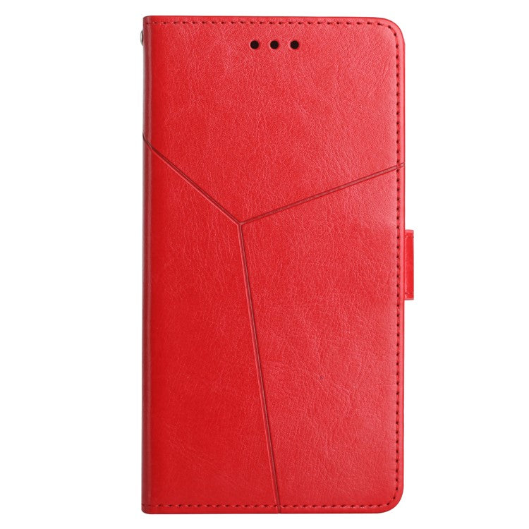 For Google Pixel 7a HT01 PU Leather Wallet Phone Case Y-shaped Line Imprinted  Stand Cover - Red