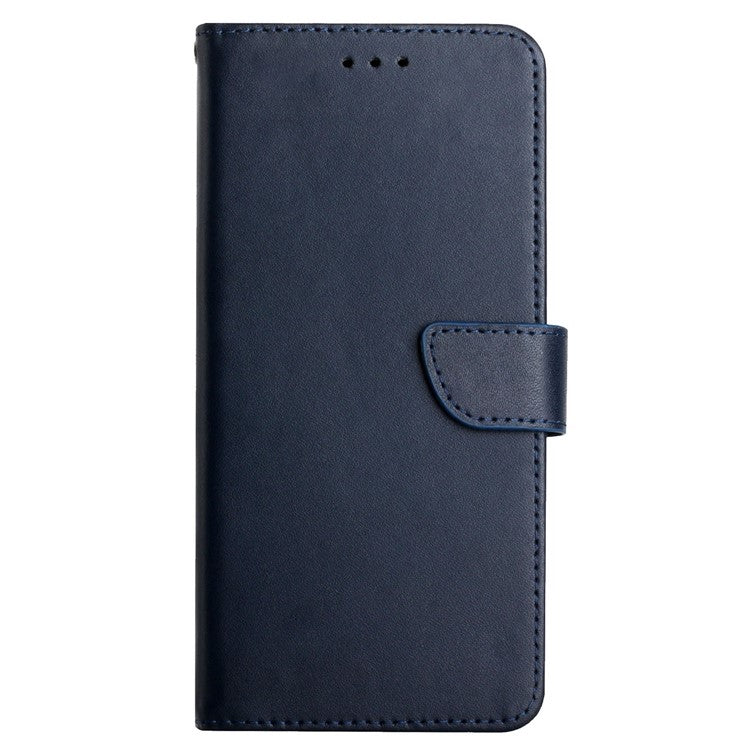 HT02 Genuine Leather Phone Case for Google Pixel 7a Stand Wallet Shockproof Protective Cover - Blue