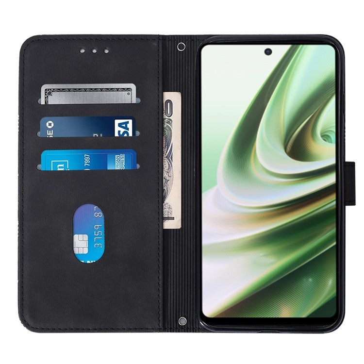 YB Imprinting Series-2 Anti-Drop Case for OnePlus Nord CE 3 Lite 5G / Nord N30 5G Leather Flip Cover Imprinted Lines Business Phone Case - Black