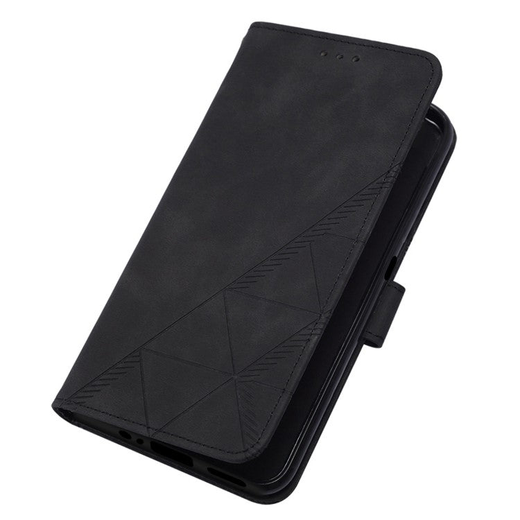 YB Imprinting Series-2 Anti-Drop Case for OnePlus Nord CE 3 Lite 5G / Nord N30 5G Leather Flip Cover Imprinted Lines Business Phone Case - Black