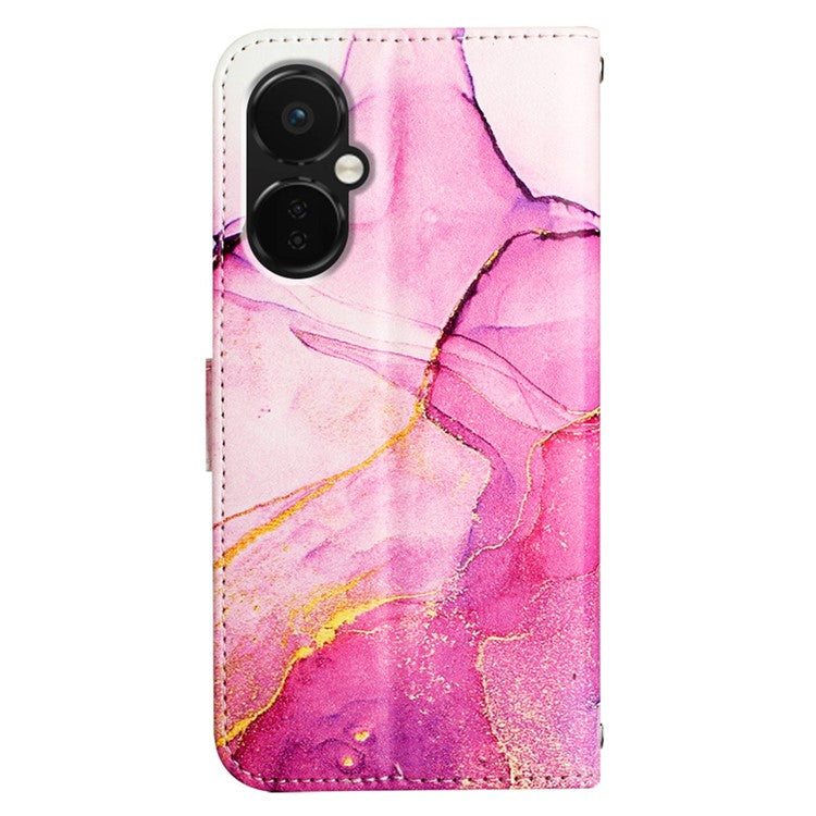 For OnePlus Nord CE 3 Lite 5G / Nord N30 5G Phone Case Marble Pattern YB Pattern Printing Leather Series-5 Phone Cover - Pink / Purple / Gold 001