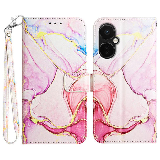 For OnePlus Nord CE 3 Lite 5G / Nord N30 5G Phone Case Marble Pattern YB Pattern Printing Leather Series-5 Phone Cover - Rose Gold 005