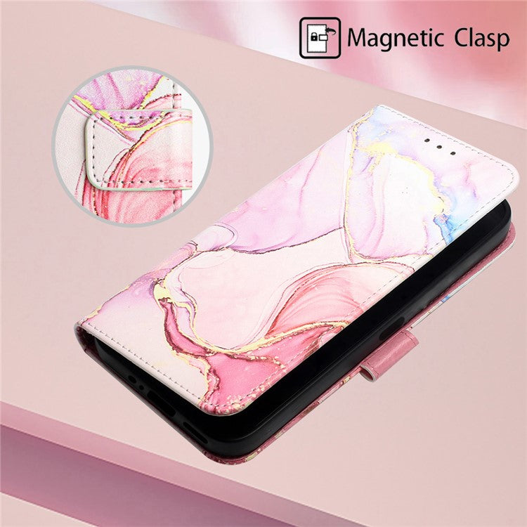 For OnePlus Nord CE 3 Lite 5G / Nord N30 5G Phone Case Marble Pattern YB Pattern Printing Leather Series-5 Phone Cover - Rose Gold 005