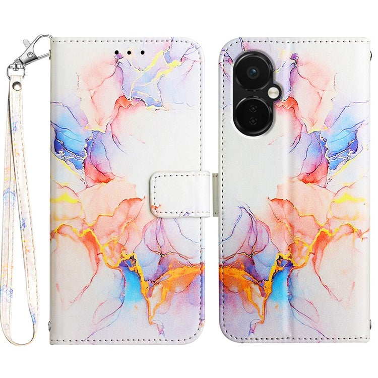 For OnePlus Nord CE 3 Lite 5G / Nord N30 5G Phone Case Marble Pattern YB Pattern Printing Leather Series-5 Phone Cover - Milky Way Marble White 004