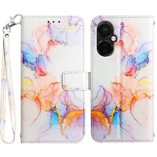 For OnePlus Nord CE 3 Lite 5G / Nord N30 5G Phone Case Marble Pattern YB Pattern Printing Leather Series-5 Phone Cover - Milky Way Marble White 004