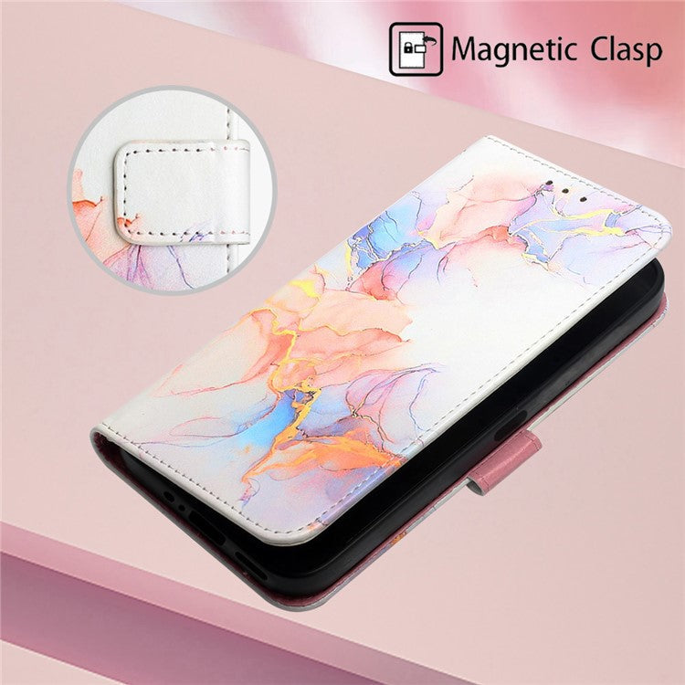 For OnePlus Nord CE 3 Lite 5G / Nord N30 5G Phone Case Marble Pattern YB Pattern Printing Leather Series-5 Phone Cover - Milky Way Marble White 004