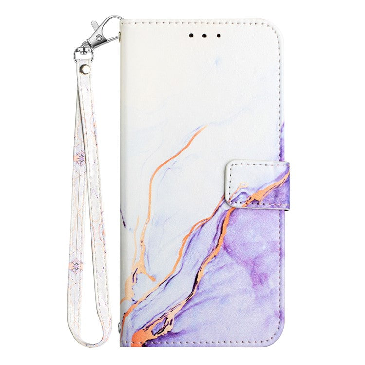 For OnePlus Nord CE 3 Lite 5G / Nord N30 5G Phone Case Marble Pattern YB Pattern Printing Leather Series-5 Phone Cover - White / Purple 006