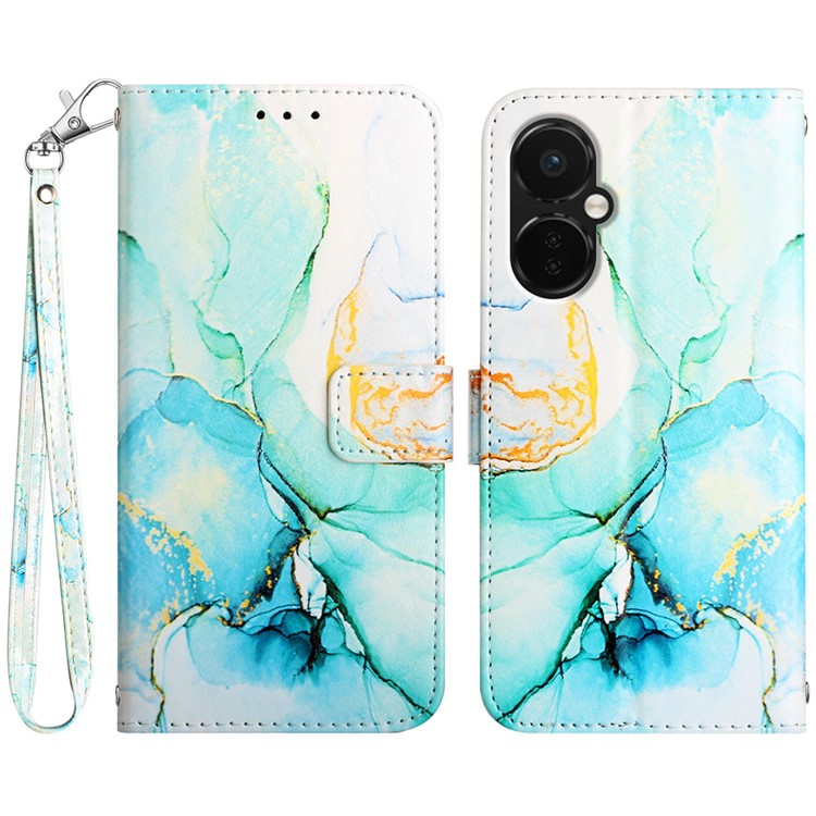 For OnePlus Nord CE 3 Lite 5G / Nord N30 5G Phone Case Marble Pattern YB Pattern Printing Leather Series-5 Phone Cover - Green 003