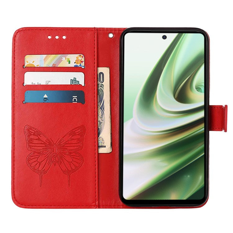 YB Imprinting Series-4 Phone Case for OnePlus Nord CE 3 Lite 5G / Nord N30 5G PU Leather Cover Imprinted Anti-Fall Wallet Case - Red