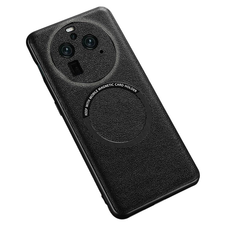 Magnetic Phone Shell for Oppo Find X6 Cell Phone Cover PU Leather+PC+TPU Phone Case - Black