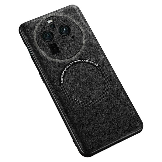 Magnetic Phone Shell for Oppo Find X6 Cell Phone Cover PU Leather+PC+TPU Phone Case - Black